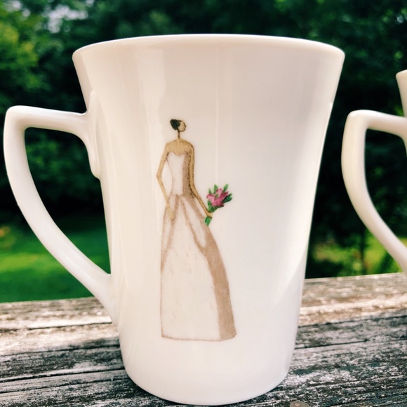 NWOT Set of 4 bridal coffee cups - Picture 2 of 5